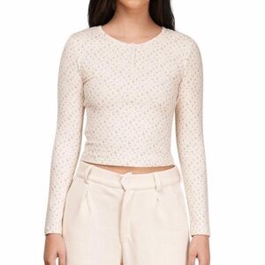 My Mum Made It Wild Flower Long Sleeve Button Tee - M-L